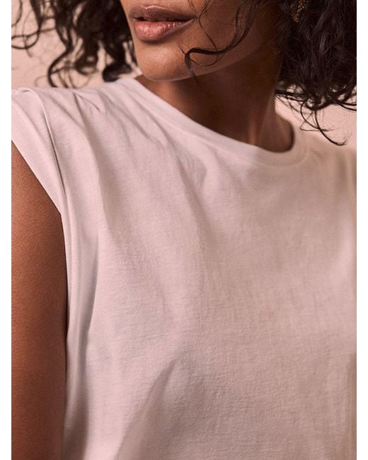 Mint Velvet White Extended Shoulder T-Shirt