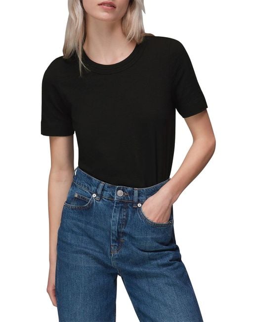 Whistles Black Rosa Double Trim T-Shirt