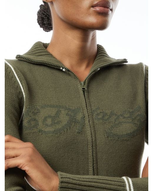 Ed Hardy Green Life Before Knitted Zip Thru Jacket