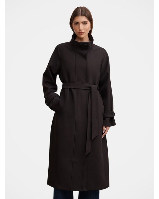 Forever New Black Florence Funnel Neck Trench Coat