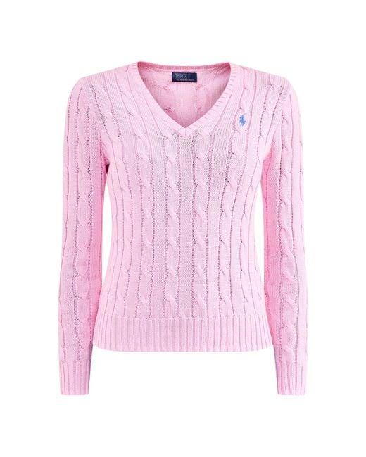 Polo Ralph Lauren Pink Kimberley V-Neck Jumper