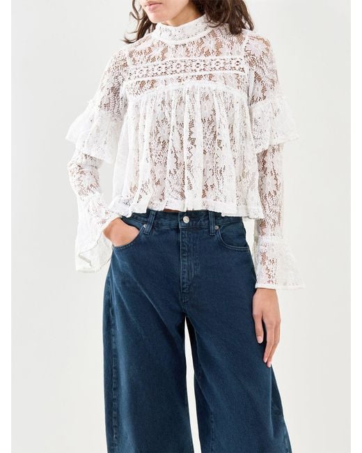 Free People White Lilabeth Lace Top