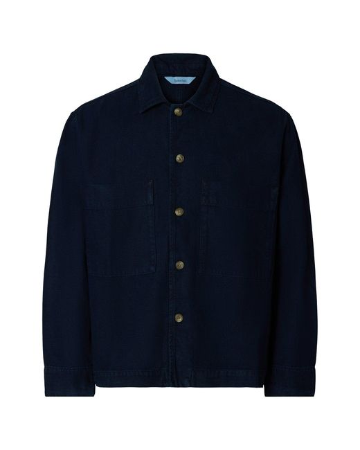 SELECTED Blue Relaxed Fit Denim Overshirt for men