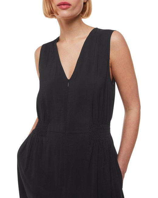 Whistles Black Remmie Cinched Waist Woven Jumpsuit
