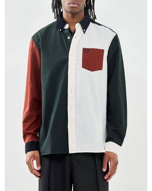 Fred Perry Blue Colour Block Oxford Shirt Multi for men