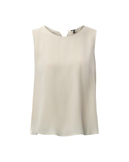 Eileen Fisher Natural Round Neck Short Shell Silk Georgette Crepe