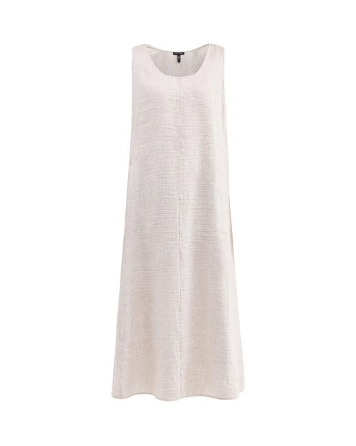 Eileen Fisher White Scoop Neck Midi Dress