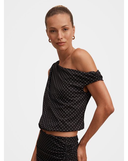 Forever New Blue Mila Spot Print Drape Top