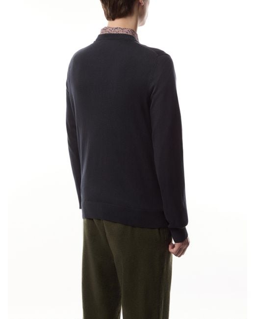 Paul Smith Blue Crew Neck Knit Zebra Badge Jumper for men