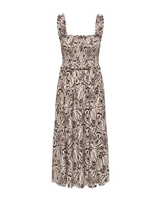 ONLY White Lumira Smock Midi Dress Multi