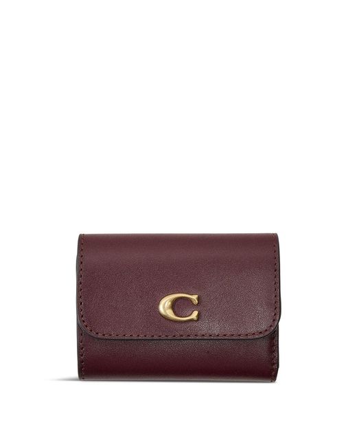 COACH Purple Essential Card Holder Wallet Merlot Multi Bag, Leather
