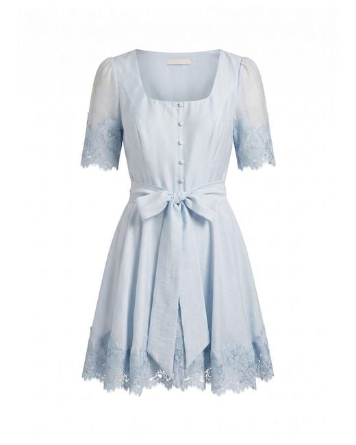Forever New Blue Alana Lace Trim Mini Dress