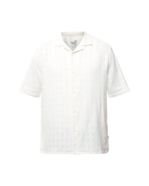 Wax London White Didcot Open Weave Short-Sleeve Shirt for men
