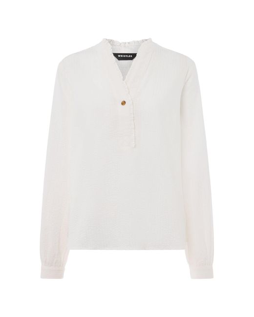 Whistles White Textured Frill Shirt