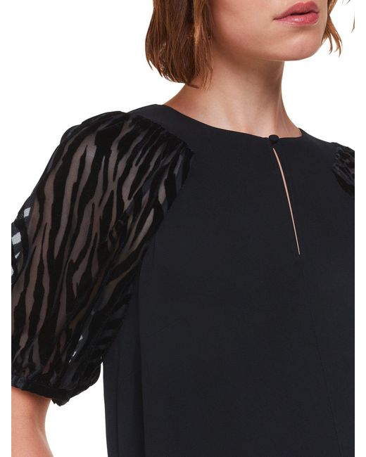 Whistles Black Women's Lucy Zebra Velvet Sleeve Dress