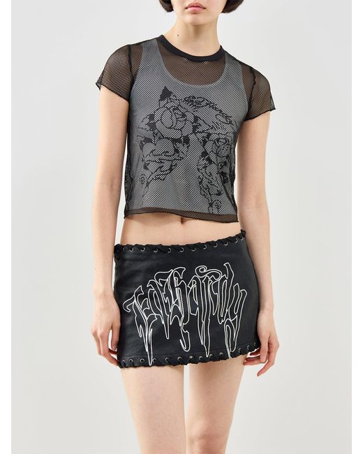 Ed Hardy Gray Double Layer Climbing Rose Mesh T-Shirt