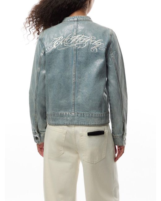 Ed Hardy Blue Rose Skull Butterfly Denim Motocross Jacket