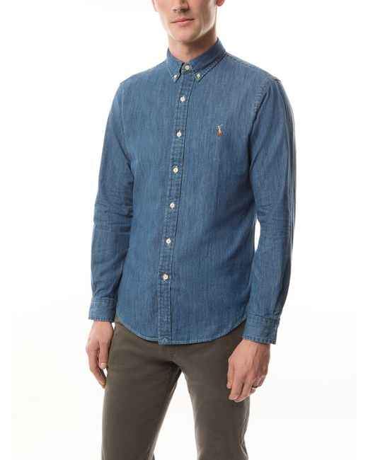Polo Ralph Lauren Blue Button Down Denim Shirt for men