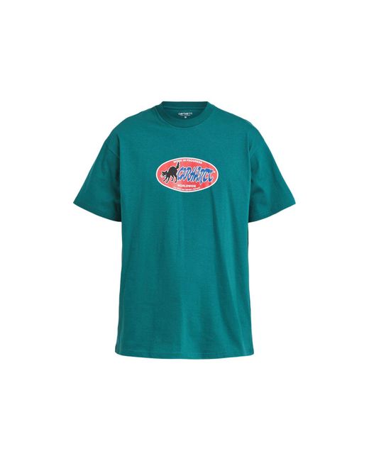Carhartt Green Men's Short Sleeve Cat Sticker T-shirt for men