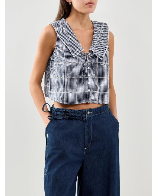 Free People Blue Waiting For Me Top