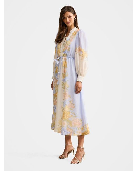 Forever New White Christina Printed Midi Dress