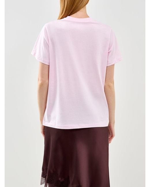 Ganni Pink Basic Jersey Graphic T-Shirt