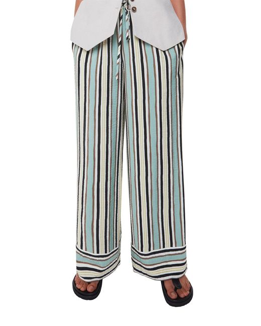 Whistles White Nicola Stripe-Print High-Rise Woven Trousers
