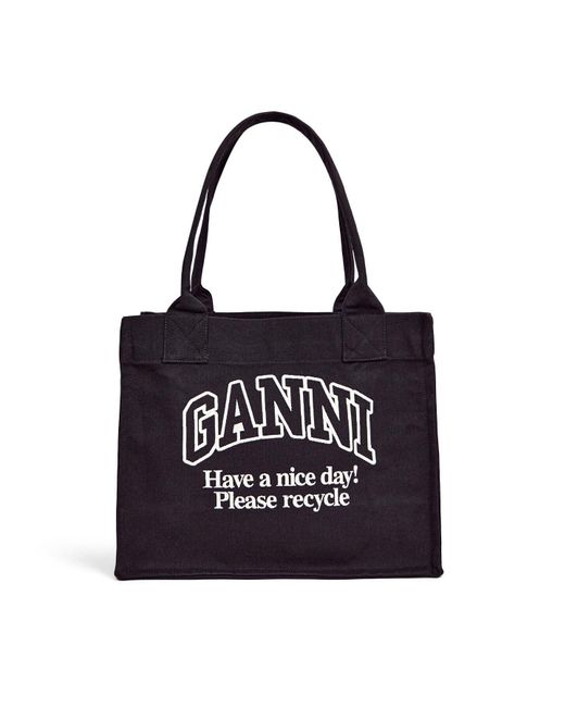 Ganni Black Large Easy Shopper Tote Bag