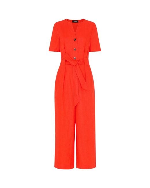 Whistles Red Fiona Button Jumpsuit