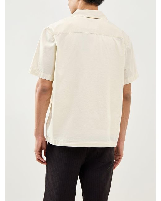 Only & Sons White Seeren Embroidered Short Sleeve Shirt Cream for men