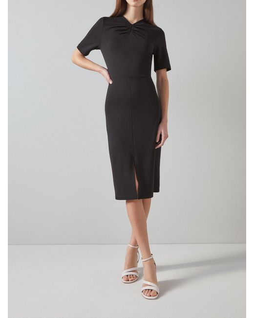 L.K.Bennett Black Lila Tuck Front Short Sleeve Dress