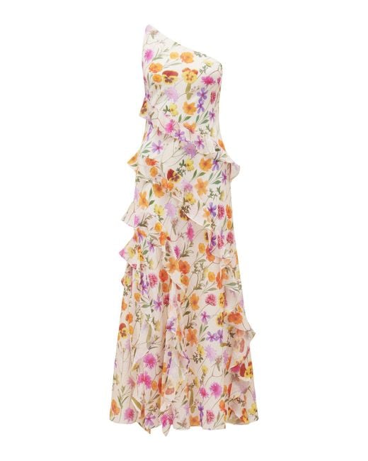 Forever New White Women's Belle One Shoulder Ruffle Gown