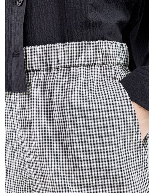Eileen Fisher Gray High Waisted Tapered Ankle Trousers Print