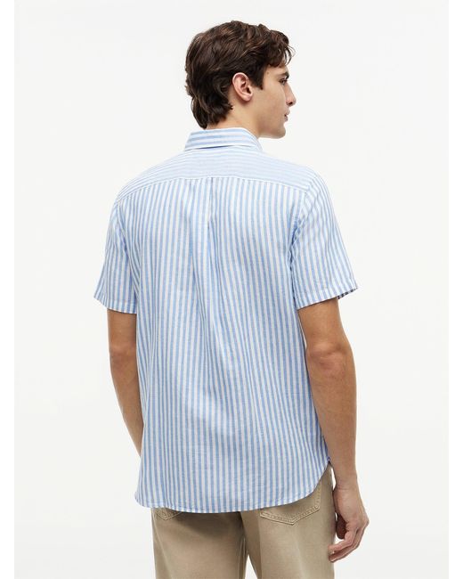 Tommy Hilfiger Blue Regular Fit Blend Bengal Stripe Short-Sleeve Shirt for men