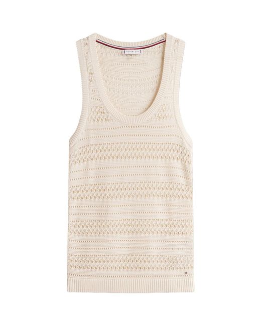 Tommy Hilfiger Natural Crochet Racerback Slim Tank Top