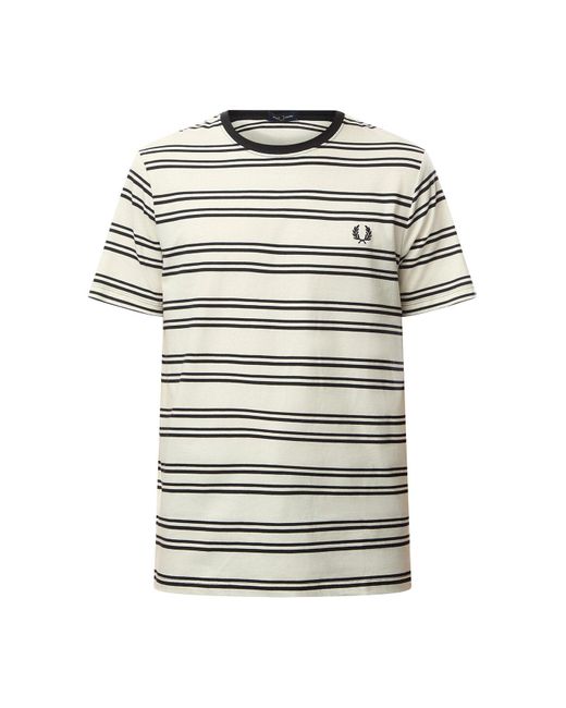 Fred Perry White Sport Fine Stripe T-Shirt for men
