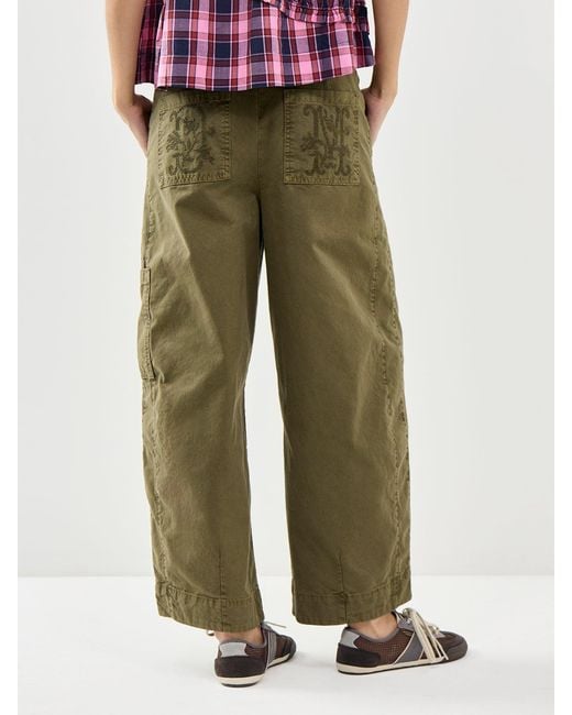 Damson Madder Green Felix Twill Wide Leg Trousers