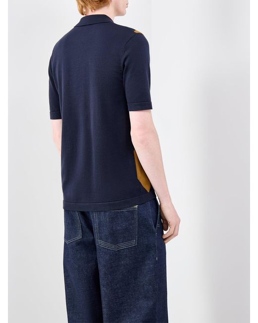 Fred Perry Blue Argyle Button Through Knitted Shirt for men