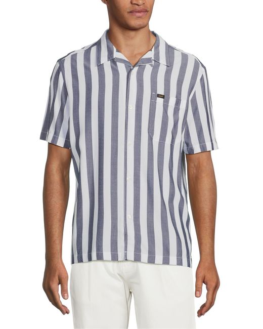 Lee Jeans Blue Men's Stripe Short Sve Resort Shirt for men