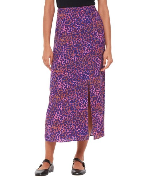 Whistles Purple Women's Mottled Leopard Midi Skirt
