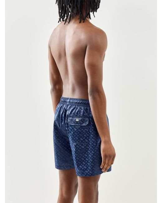 Boss Blue Monogram Swim Shorts for men