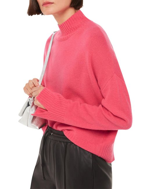 Whistles Pink Women's Wool Double Trim Funnel Neck
