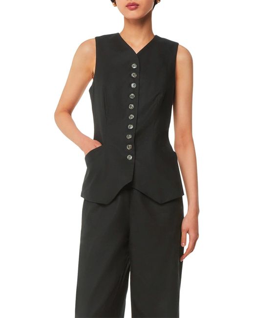 Whistles Black Women's Lindsey Linen Blend Waistcoat