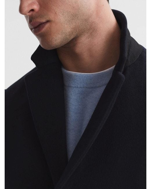 Reiss Blue Gable Single Breasted Overcoat for men