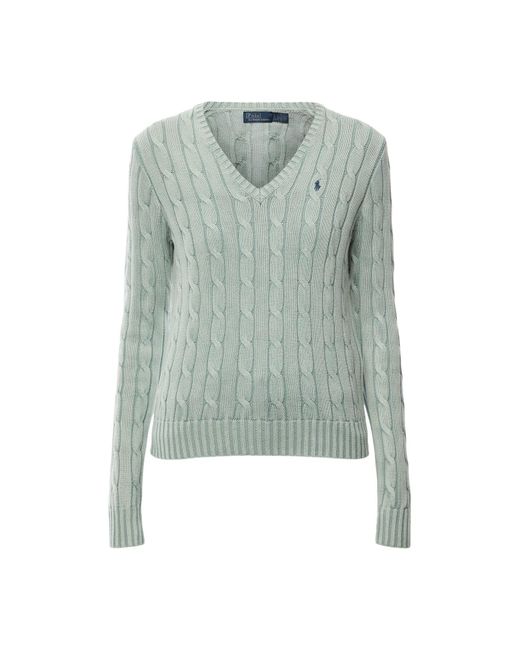 Polo Ralph Lauren Blue Cable-Knit V-Neck Jumper