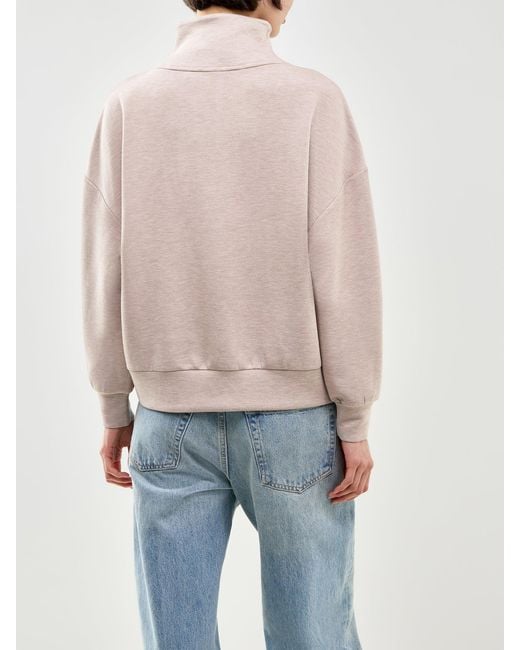 Varley Pink Hawley Half Zip Sweat Taupe