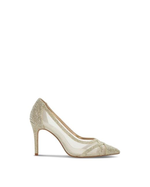 Dune White Bridged Rhinestone-Embellished Mesh And Woven Courts