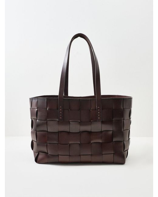 Dragon Diffusion Brown Japan Suede Box Weave Basket Bag