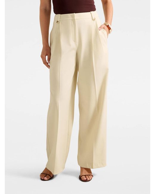 Forever New White Gigi Button Tab Wide Leg Pants