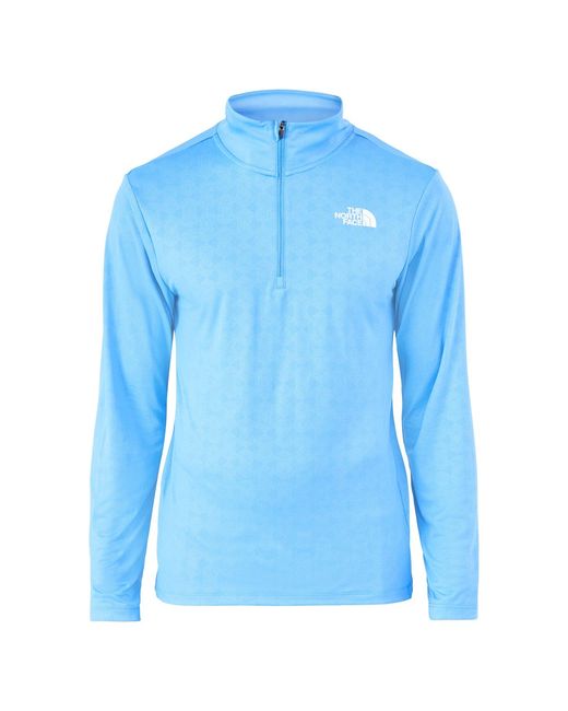 The North Face Blue Pentadome Embossed 1/4 Zip Tee for men